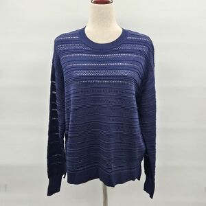 Top Shop Oversize Crewneck Striped Navy Sweater‎ Size 8